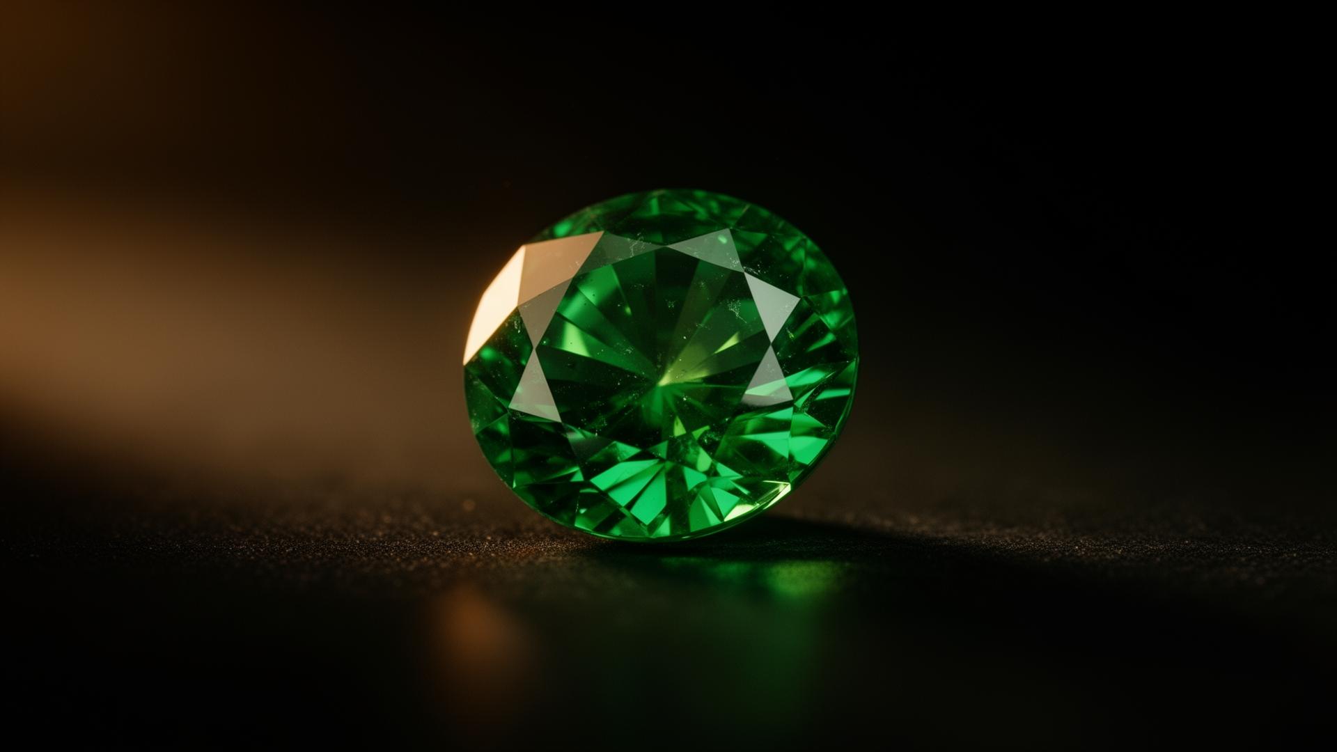 Rare green tsavorite gemstone